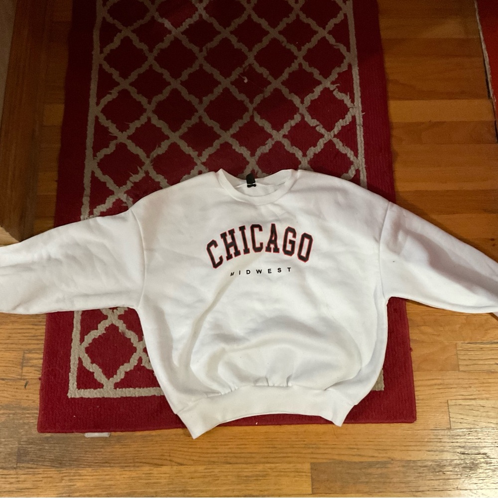 Crewneck, white, never worn.